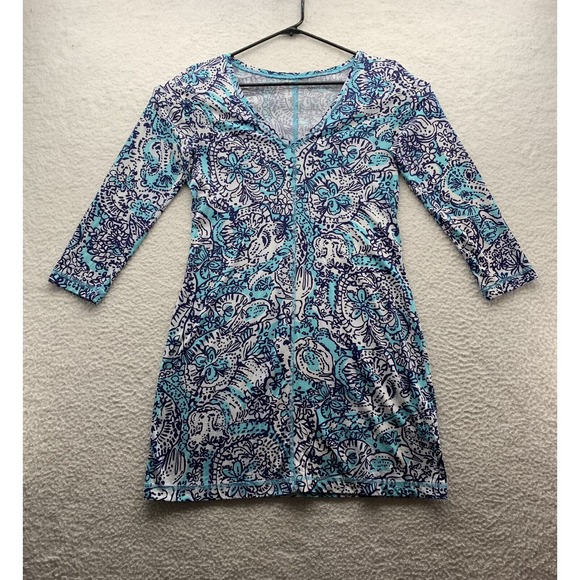 Lilly Pulitzer Dresses & Skirts - Lilly Pulitzer Juliet Dress Medium M Hippy Hippy Shake Shorely Blue Pima Cotton
